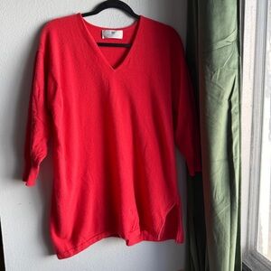 BALLANTYNE 100% Pure Cashmere Made in Scotland Coral v-neck sweater